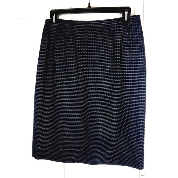 CARLISLE NAVY PENCIL SKIRT l Silk Office Skirt  (0961) - Picture 1 of 3